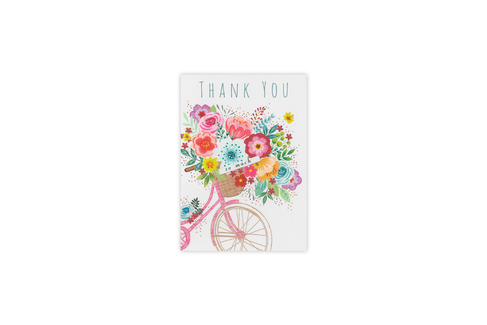 Basket of Flowers Bicycle Thank you Card Set