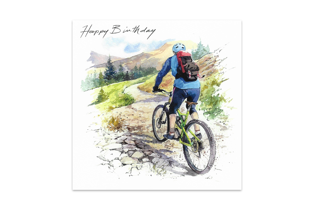 Mountain Biker Bicycle Birthday Card