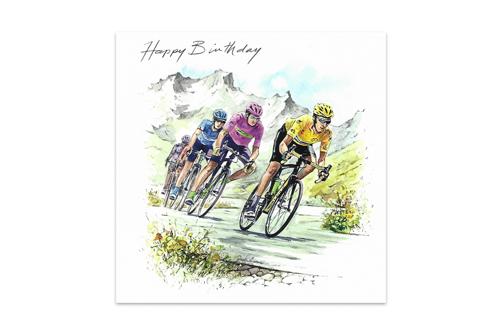 Wiggo and Geraint Racing Bicycle Birthday Card