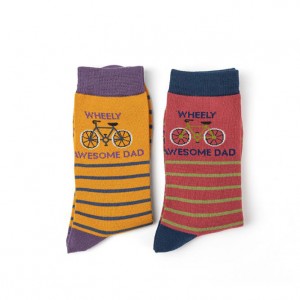Wheely Awesome Dad Bicycle Socks in a Box – 2 pairs