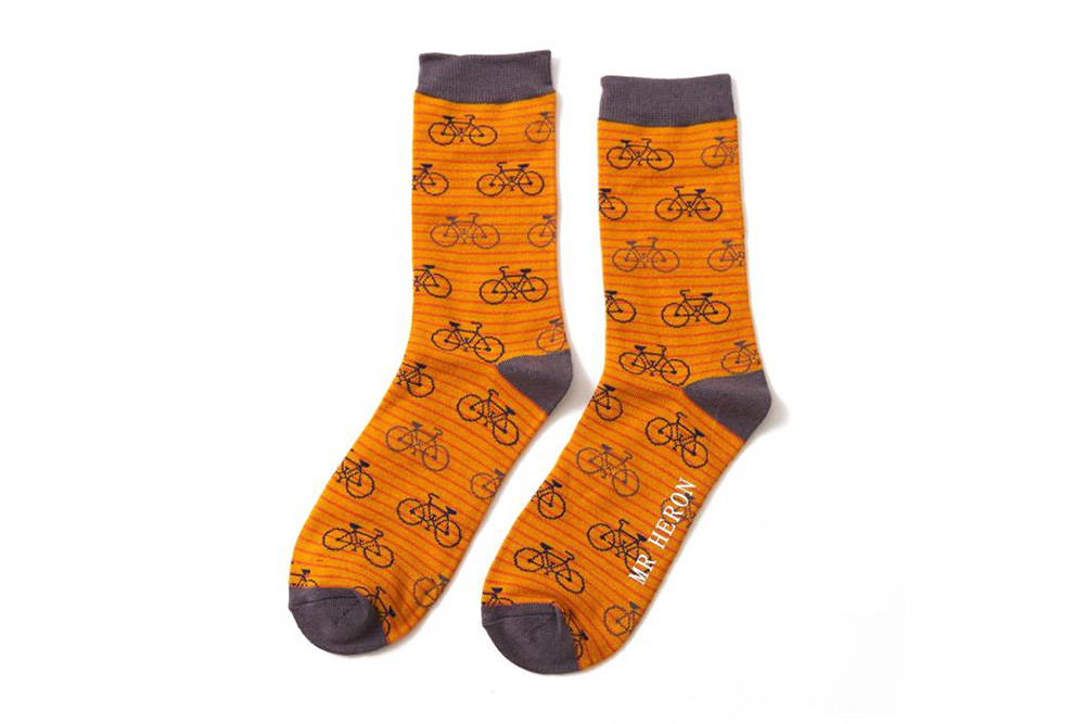 Men’s Striped Bicycle Socks – Mustard and Orange