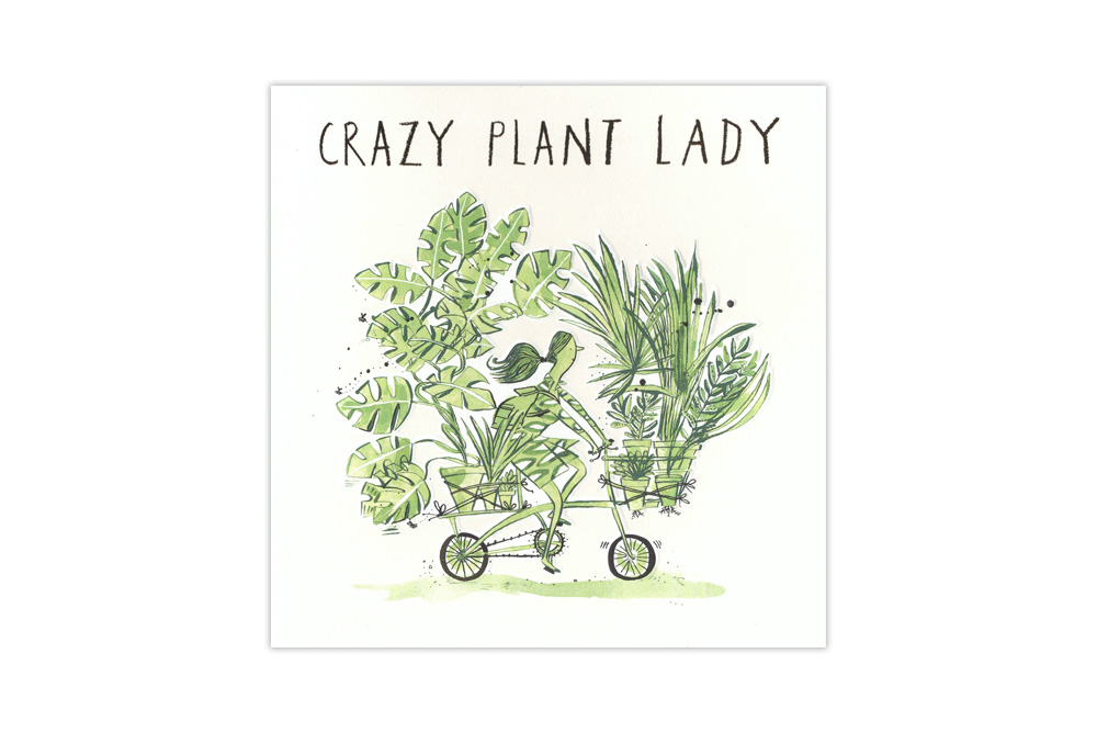 Crazy Plant Lady Bicycle Birthday Card