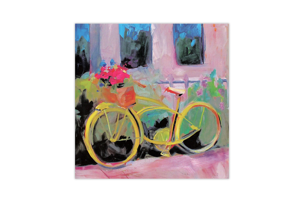 Oil Painting Bicycle Birthday Card
