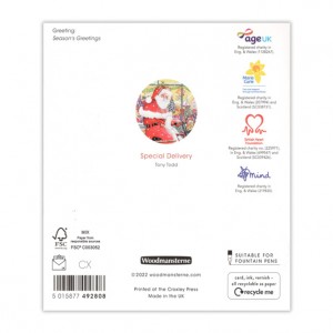 5 x Santa on a Bicycle Charity Christmas Cards