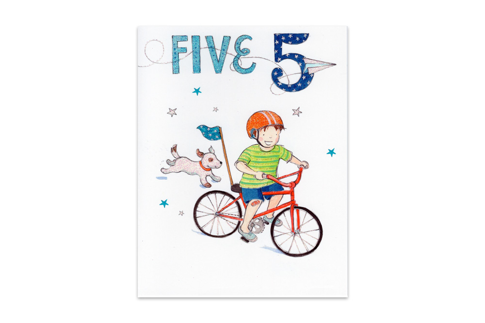 Five Boys Bicycle Birthday Card