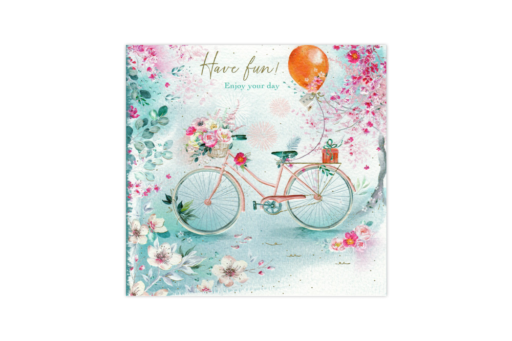 Beautiful Flowers Bicycle Birthday Card