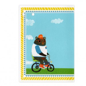 9 Today Cool Bear on a Bicycle Birthday Card