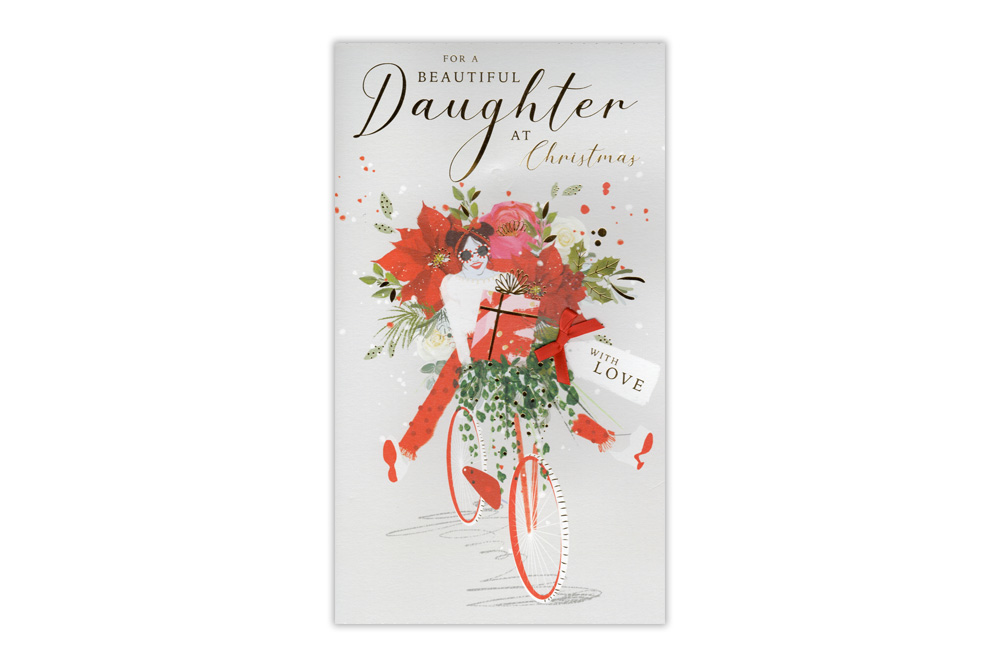 Beautiful Daughter Bicycle Christmas Card