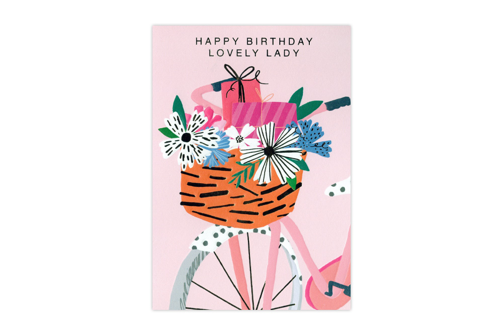 Lovely Lady Bicycle Birthday Card
