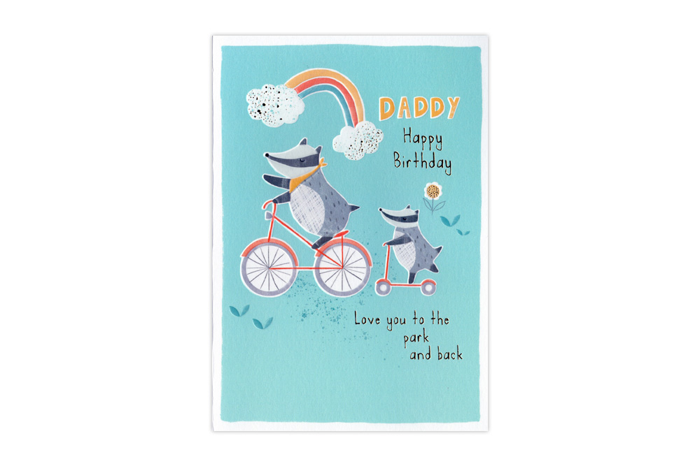 Badger Happy Birthday Daddy Bicycle Card