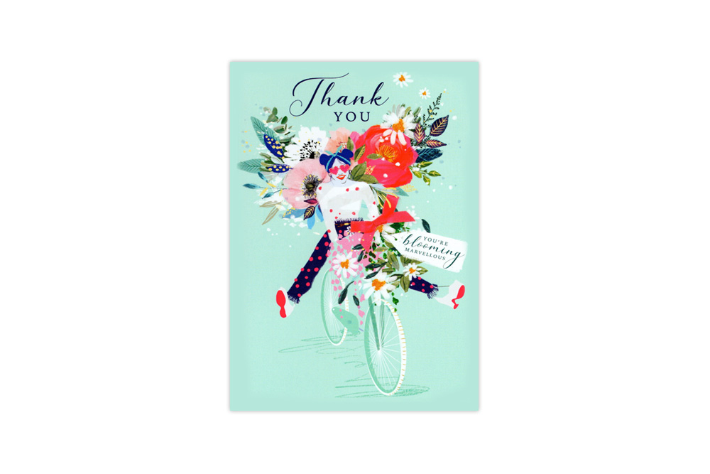 Flower Power Bicycle Thank you Cards x 8