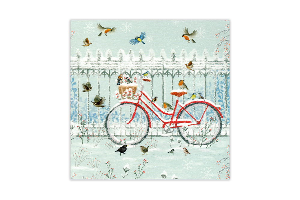 Bicycle in the Snow Charity Christmas Cards x 8