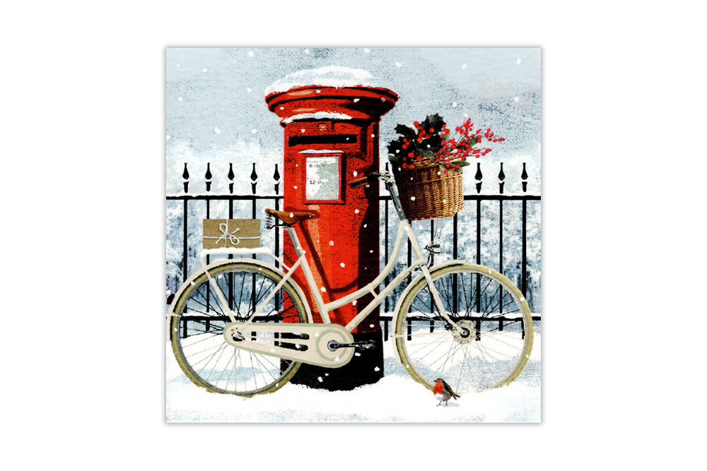 Christmas Post Bicycle Charity Christmas Cards x 8