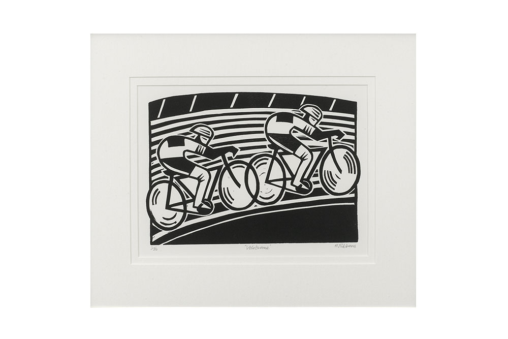 Velodrome Cycling Print by Hugh Ribbans