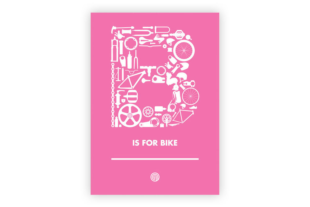 B is for Bike Pink Bicycle Greeting Card by Anthony Oram