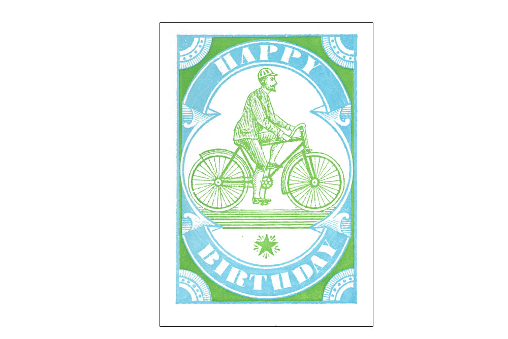 Vintage Cyclist Happy Birthday Card