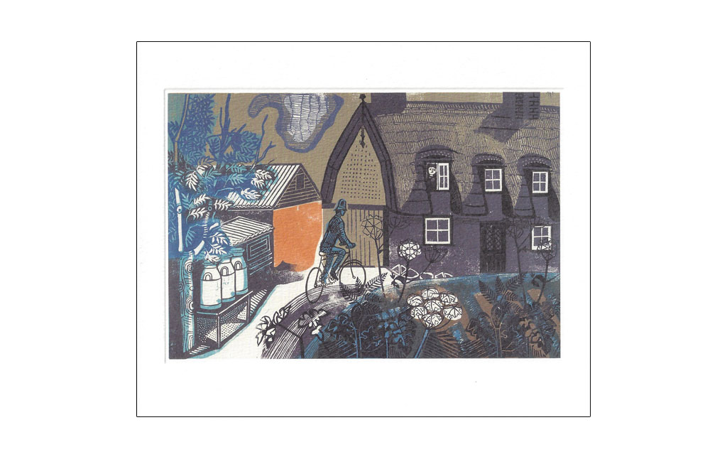 Ives Farmhouse Bicycle Greeting Card by Edward Bawden