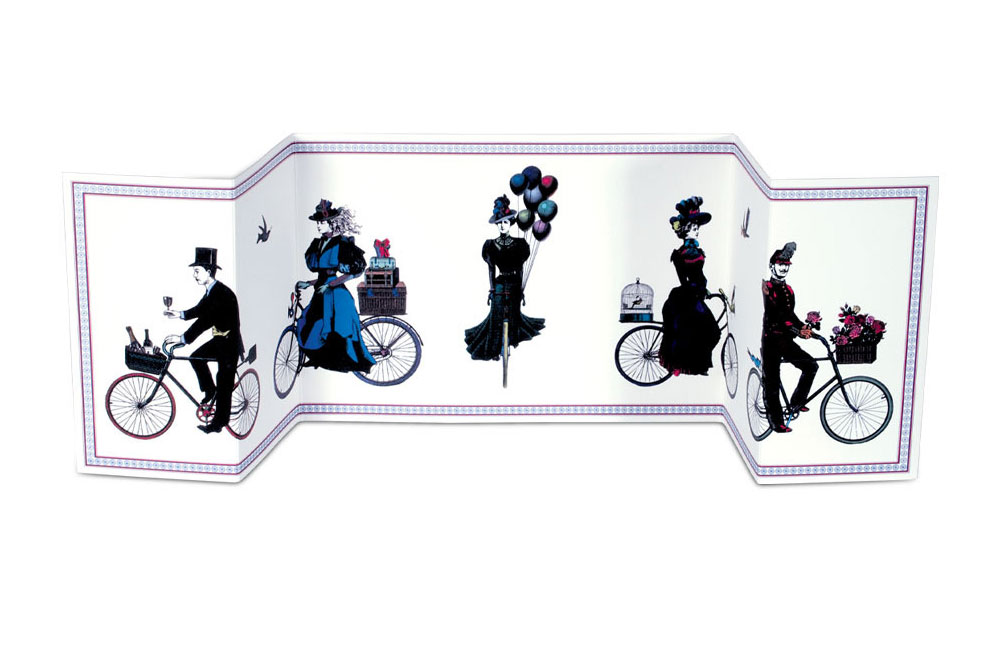 Cycling Procession Fold out Bicycle Greeting Card