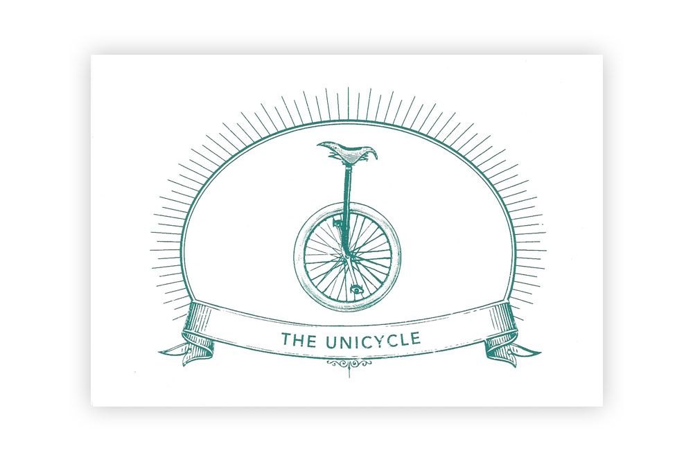 The Unicycle Bicycle Greeting Card