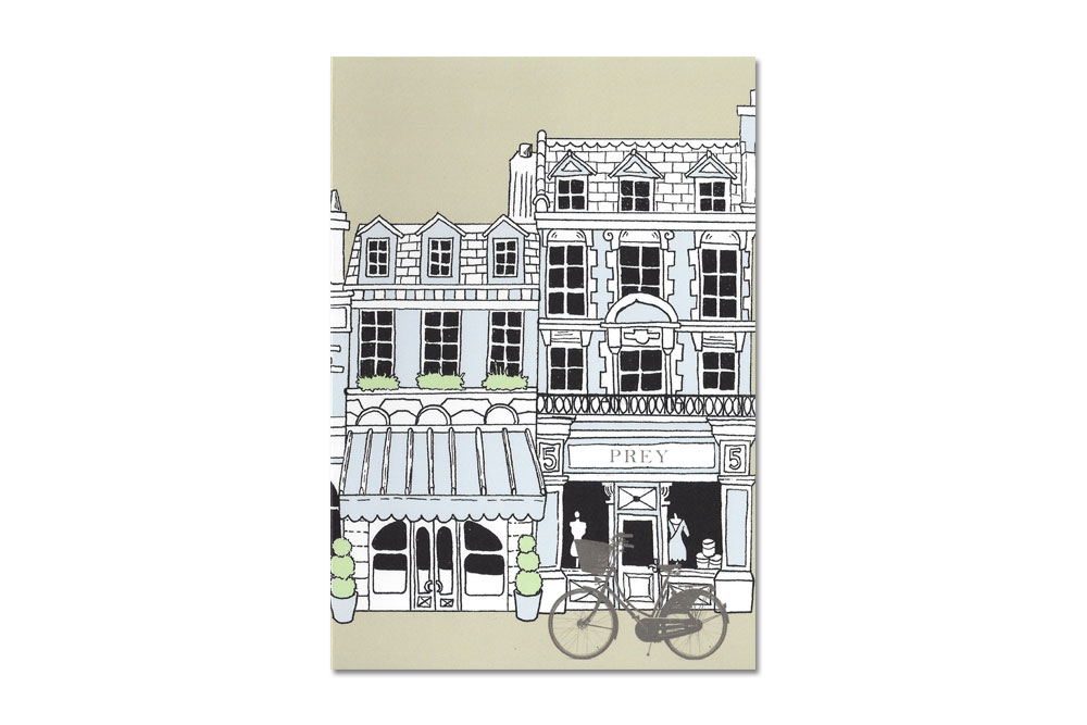 Buildings Bike Blue Bicycle Greeting Card