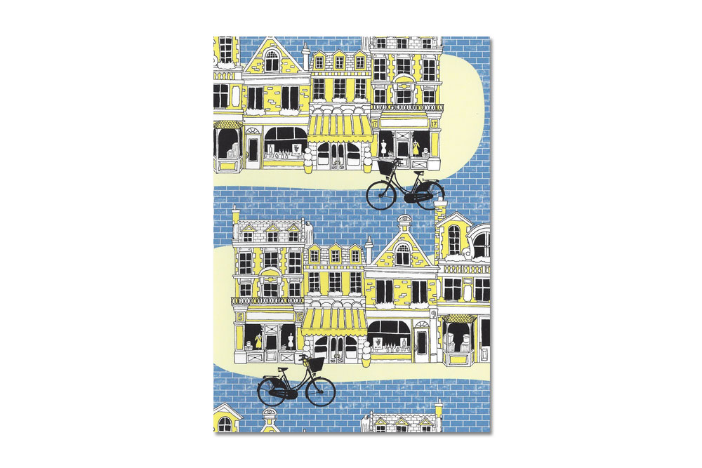 Blue Brick Road Bicycle Greeting Card