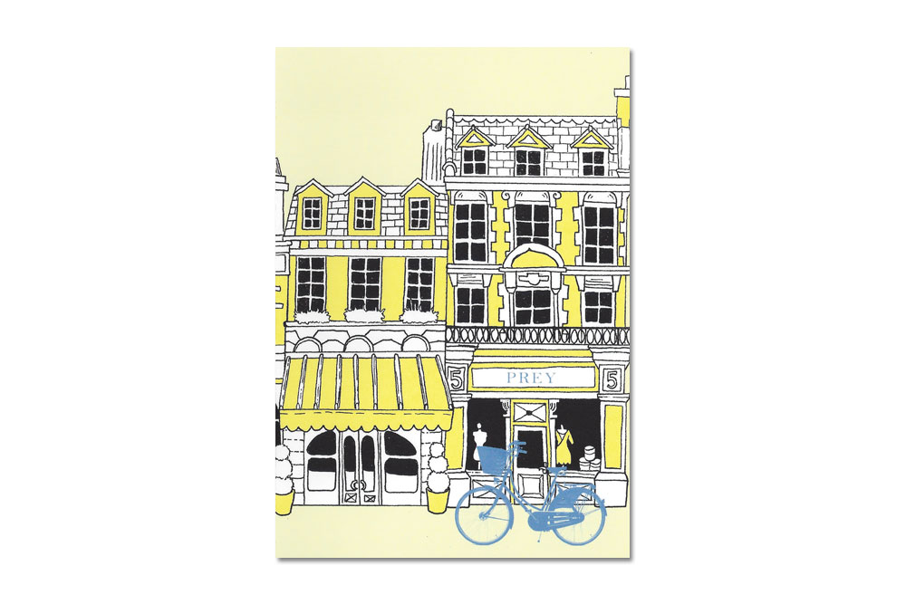 Buildings Bike Yellow Bicycle Greeting Card