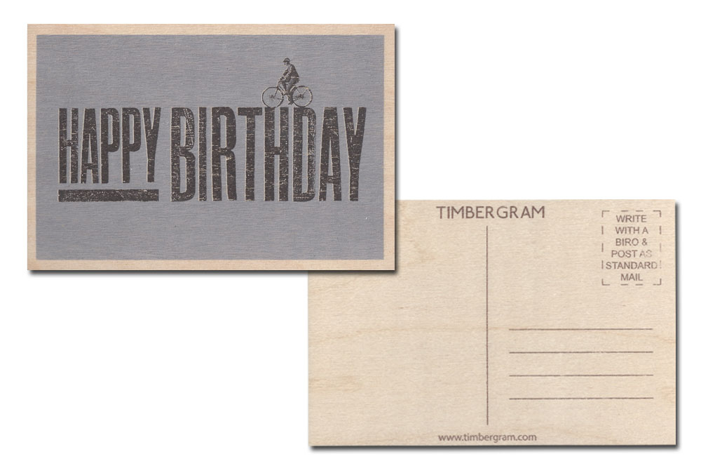 Happy Birthday Bicycle Timbergram Card