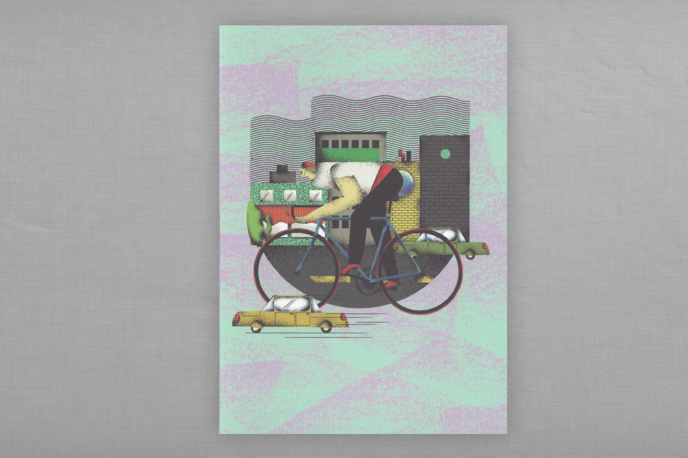 City Cyclist Greeting Card