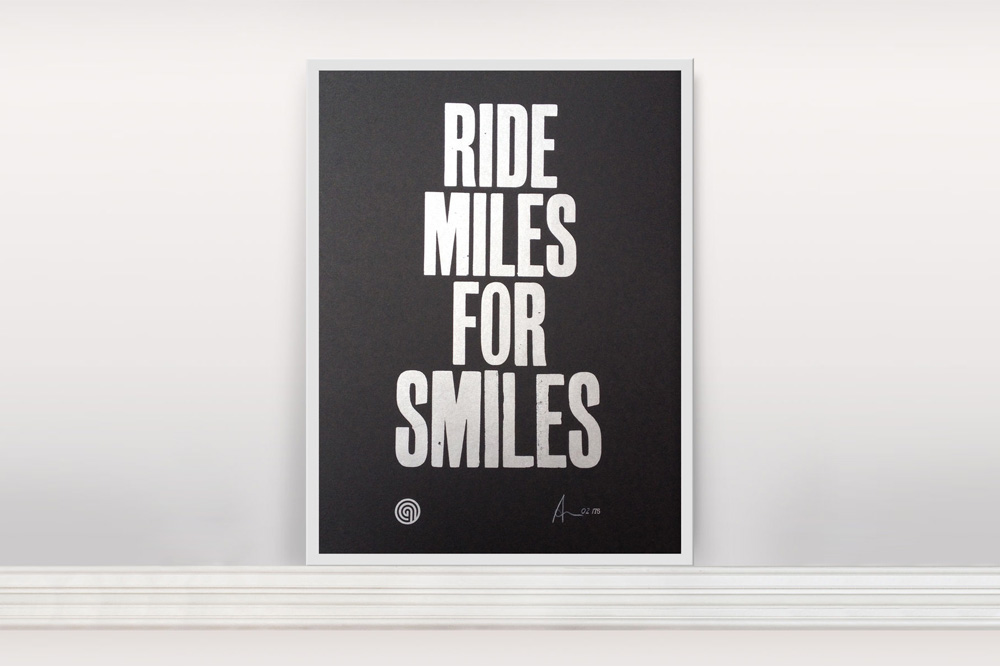 Ride Miles for Smiles Bicycle Print by Anthony Oram