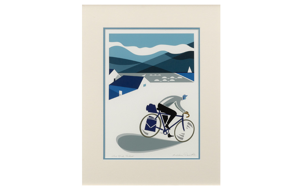 Blue Rider Cycling Print by Andrew Pavitt